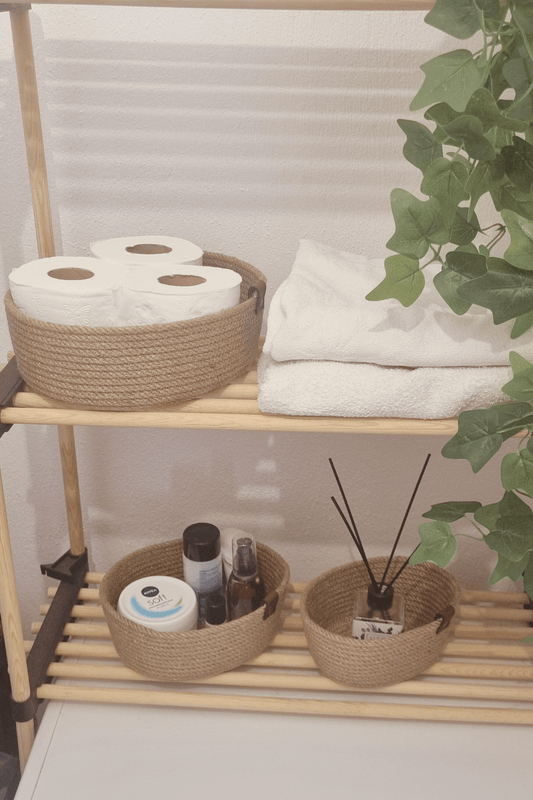 Jüt Hasır Sepet 3 Lü Oval Düzenleyici, Jüt Sepet Organizer 3lü Mutfak & Banyo Düzenleyicisi
