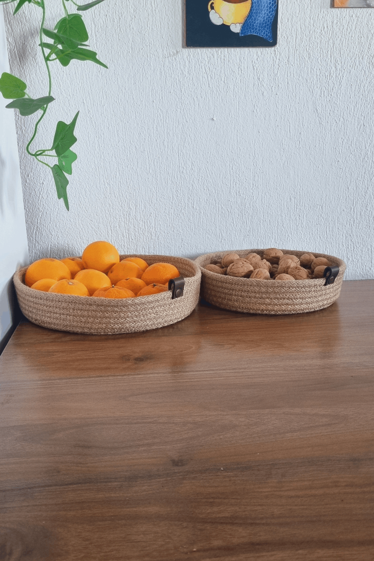 2Li Jüt Hasır Sepet, Dekoratif Sepet, Mutfak Sepeti, Düzenleyici, Organizer, 2li set