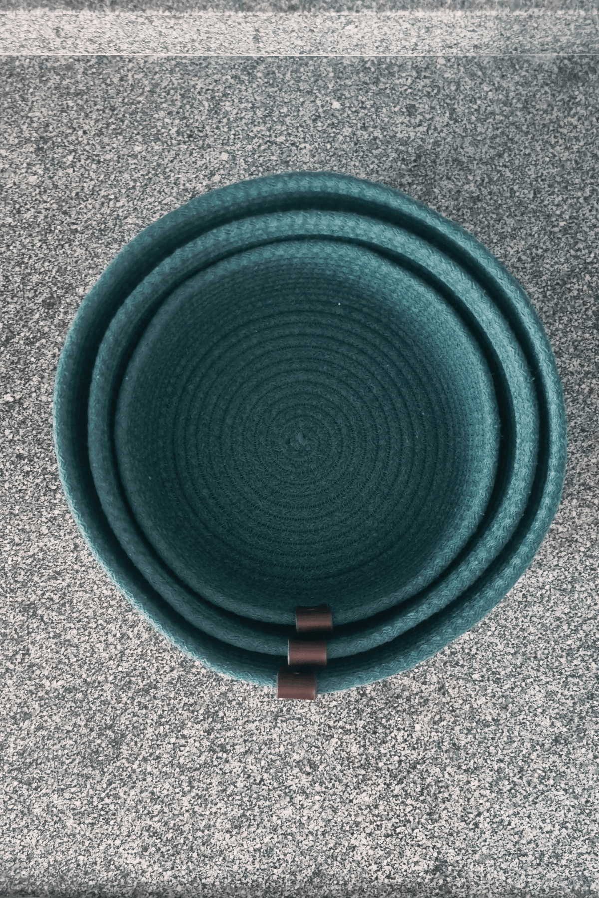 3lü Set Yeşil Yuvarlak Jüt Hasır Sepet, Çok Amaçlı Düzenleyici, Kordon İp Sepet, Organizer