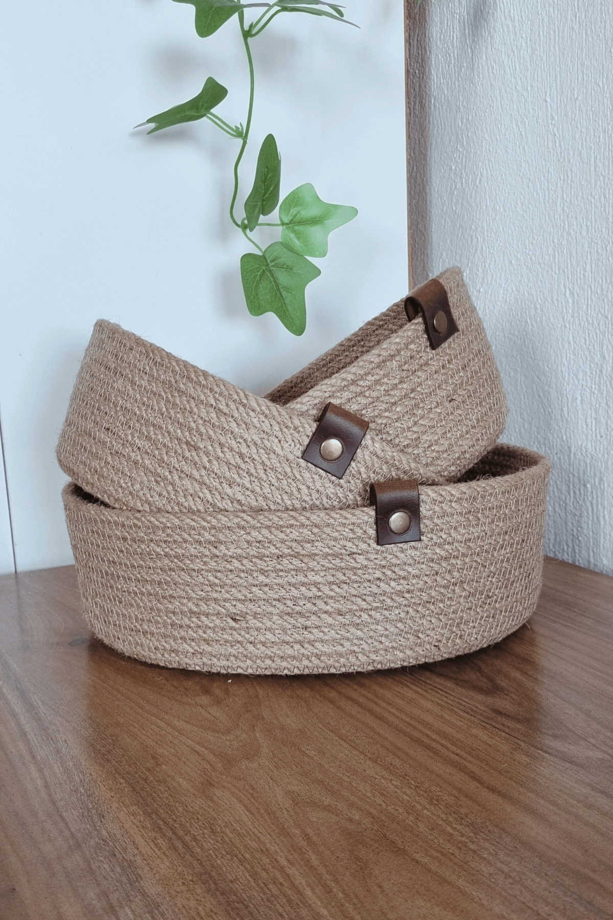 Jüt Hasır Sepet 3 Lü Oval Düzenleyici, Jüt Sepet Organizer 3lü Mutfak & Banyo Düzenleyicisi