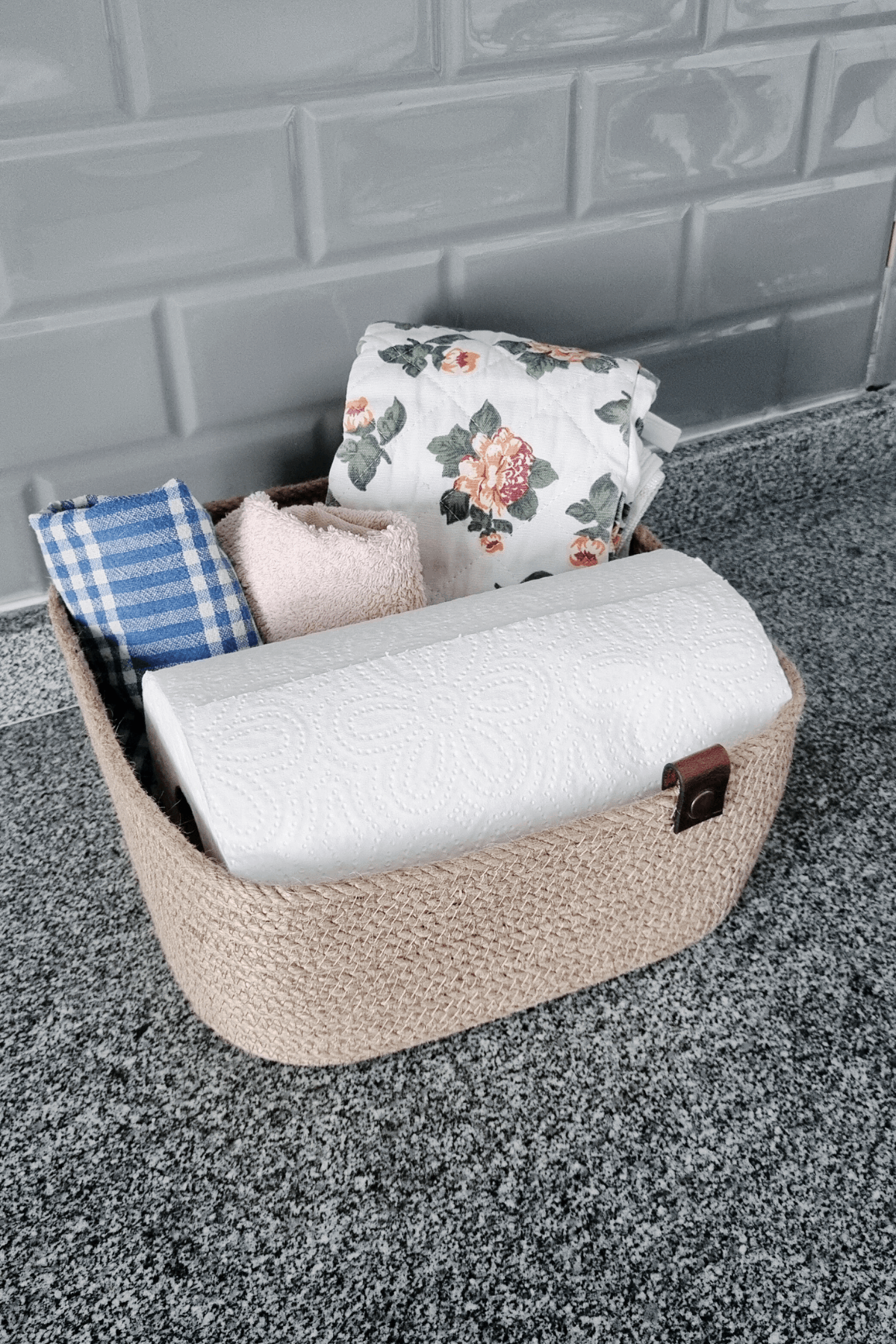 Jüt Hasır Sepet 2Li Kare Düzenleyici, 2Li Kare Jüt Sepet Organizer, 2li Mutfak & Banyo Düzenleyicisi
