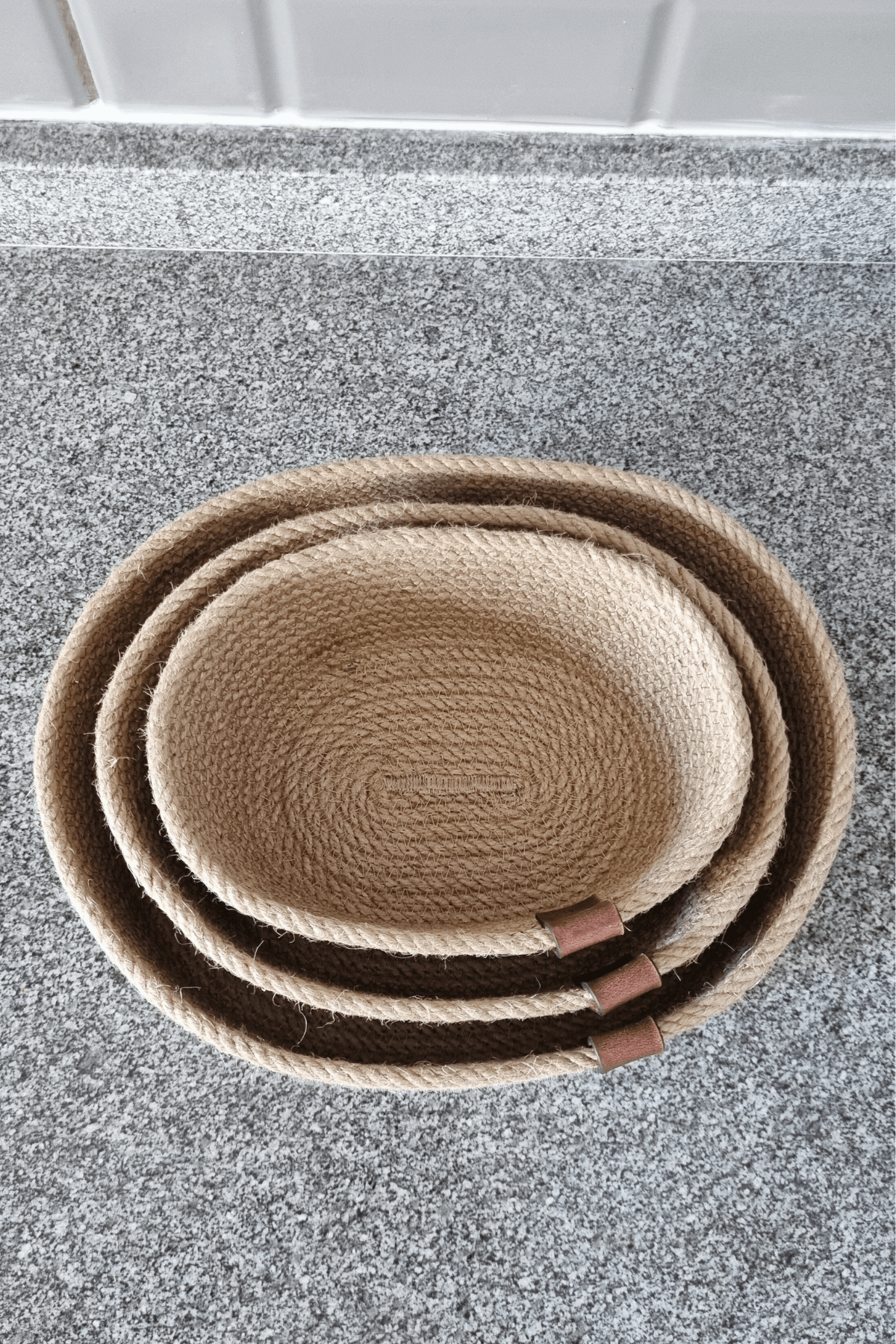 Jüt Hasır Sepet 3 Lü Oval Düzenleyici, Jüt Sepet Organizer 3lü Mutfak & Banyo Düzenleyicisi