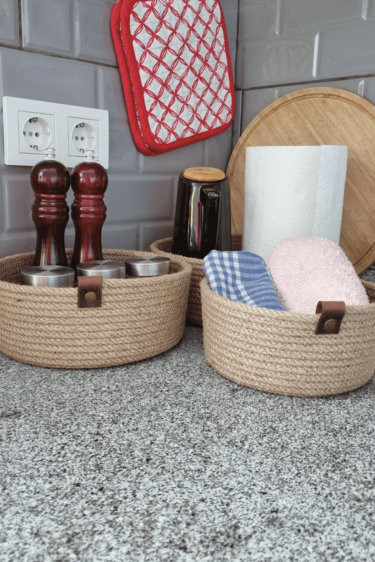 Hasır Sepet 3 Lü Düzenleyici Sepet, 3 Lü Sepet Takımı, Jüt Sepet Organizer, 3lü Mutfak Düzenleyicisi