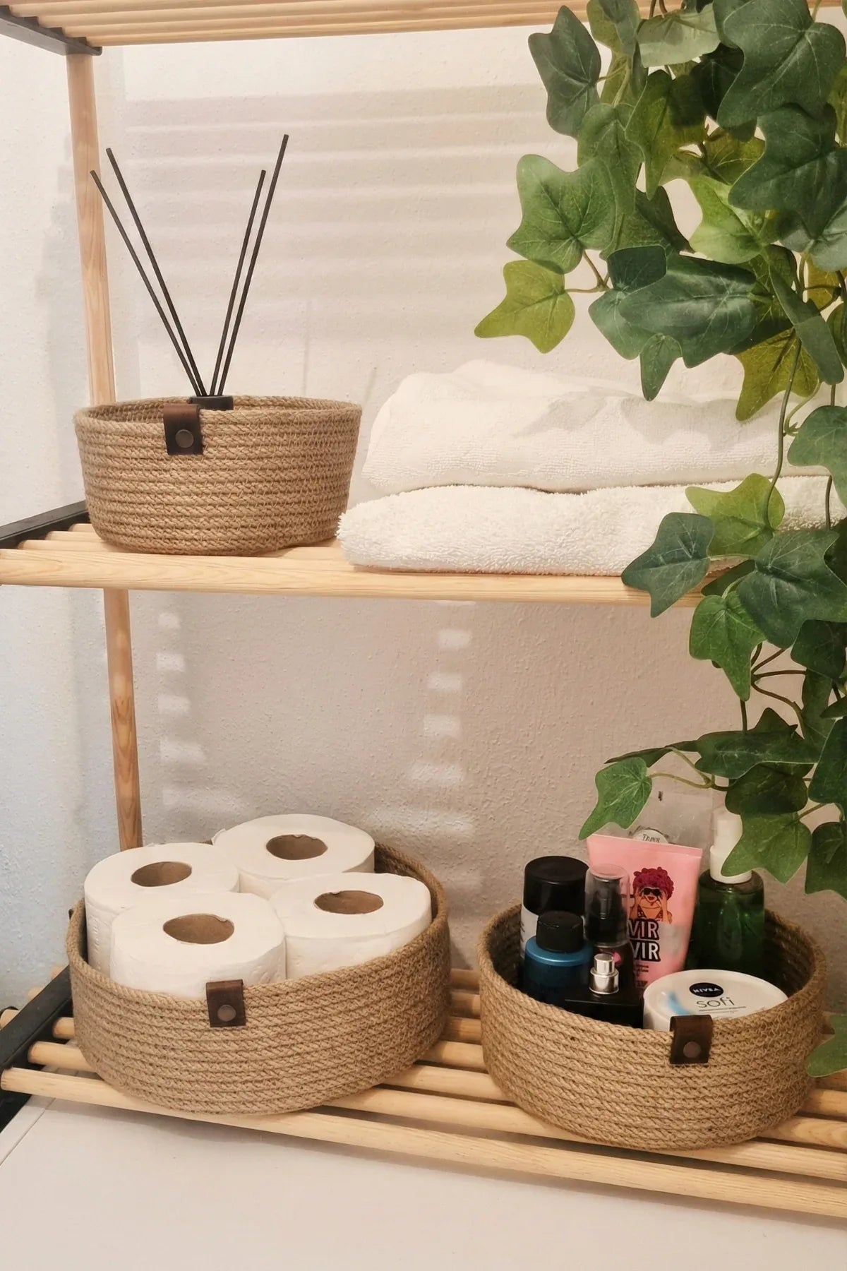 Hasır Sepet 3 Lü Düzenleyici Sepet, 3 Lü Sepet Takımı, Jüt Sepet Organizer, 3lü Mutfak Düzenleyicisi - MKY CRAFT