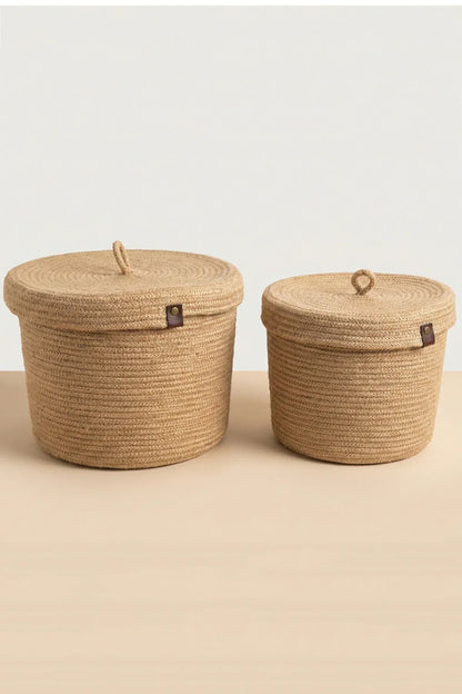 2'li Kapaklı Jüt Sepet Organizer, Hasır Düzenleyici Sepet , Kapaklı Sepet Organizer Düzenleyici - MKY CRAFT