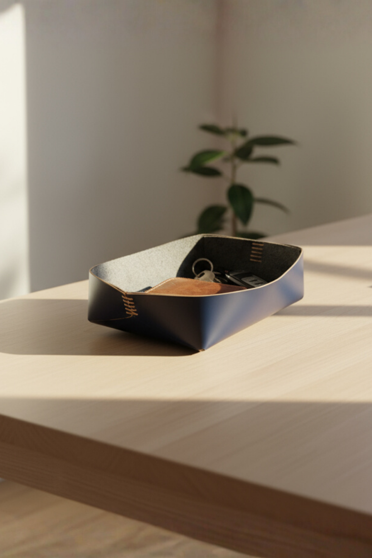 El Yapımı Hakiki Deri Sepet, Dekoratif Anahtar Sepeti, Hediyelik Dekor Kase, Deri Saklama Tepsisi