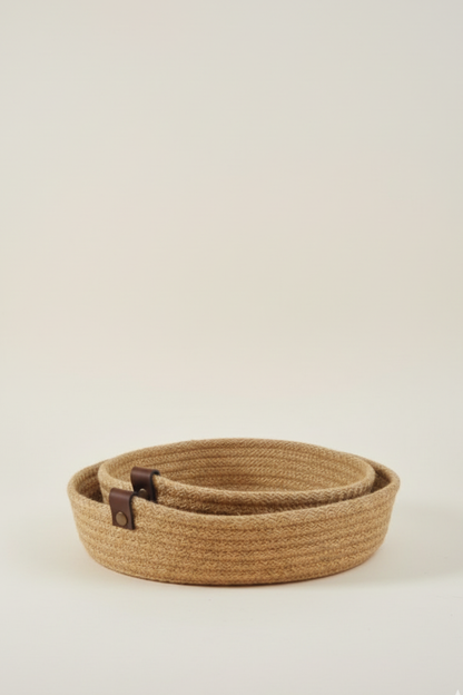 2Li Jüt Hasır Sepet, Dekoratif Sepet, Mutfak Sepeti, Düzenleyici, Organizer, 2li set