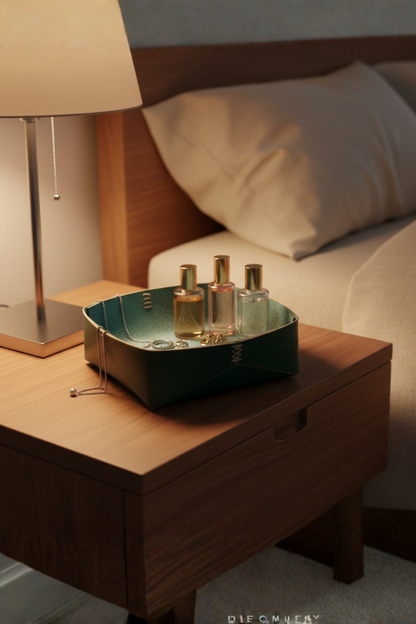 El Yapımı Hakiki Deri Sepet, Dekoratif Anahtar Sepeti, Hediyelik Dekor Kase, Deri Saklama Tepsisi